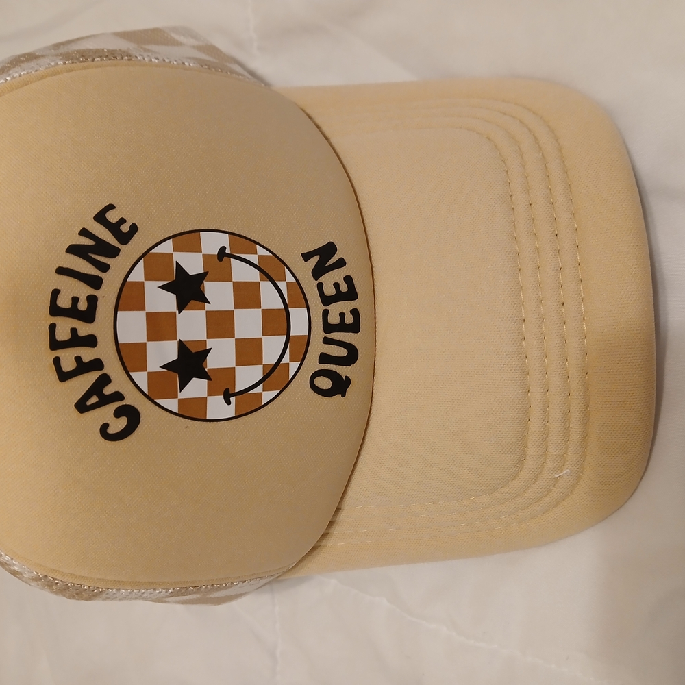 Que Beige Caffeine Queen Trucker Cap